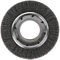 Crimped Wire Wheel Brush - Medium Face, 4-1/4" Dia., 0.012 Fill, 2" Arbor O-Max