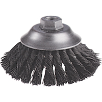 Knot Wire Cup Brushes - Flared Cup Brush, 6" Dia., 0.02" Fill, 5/8"-11 Arbor, Steel O-Max