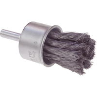 Knot Wire End Brush, 1" Dia., 0.014 Wire Dia., 1/4" Shank O-Max