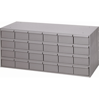 Industrial Drawer Cabinets, 24 Drawers, 33-3/4" W x 11-5/8" D x 14-3/8" H, Grey O-Max