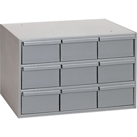 Casiers &agrave; tiroirs industriels, 9 tiroirs, 17-1/4" la x 11-5/8" p x 10-7/8" h, Gris O-Max