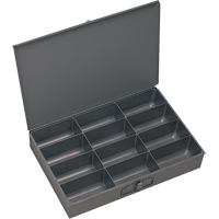 Boîtes &agrave; fond courb&eacute;, Acier, 12 compartiments, 18" la x 12" p, 3" h, Gris O-Max