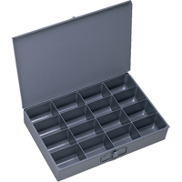 Boîtes &agrave; fond courb&eacute;, Acier, 16 compartiments, 18" la x 12" p, 3" h, Gris O-Max