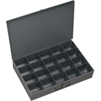 Boîtes &agrave; fond courb&eacute;, Acier, 20 compartiments, 18" la x 12" p, 3" h, Gris O-Max