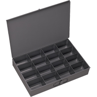 Boîtes &agrave; fond courb&eacute;, Acier, 16 compartiments, 13-3/8" la x 9-1/4" p, 2" h, Gris O-Max