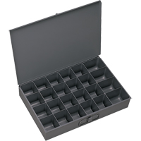 Boîtes &agrave; fond courb&eacute;, Acier, 24 compartiments, 13-3/8" la x 9-1/4" p, 2" h, Gris O-Max