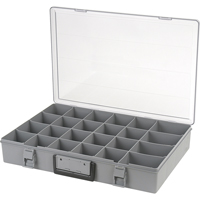 Compartment Case, Plastic, 24 Slots, 18-1/2" W x 13" D x 3" H, Grey O-Max