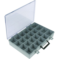Compartment Case, Plastic, 24 Slots, 15-1/2" W x 11-3/4" D x 2-1/2" H, Grey O-Max