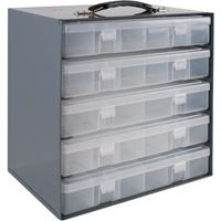 Casiers pour boîtes &agrave; compartiments, Acier, 5 compartiments, 11-1/4" la x 6-3/4" p, 10-3/4" h, Gris O-Max