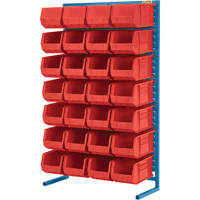Support stationnaire pour bacs &agrave; un c&ocirc;t&eacute;, 36" la x 12" p x 61" h, 28 bacs O-Max