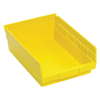 Bacs de rangement pour tablettes, 8-3/8" la x 4" H x 11-5/8" p, Jaune, Capacit&eacute; 30 lb O-Max