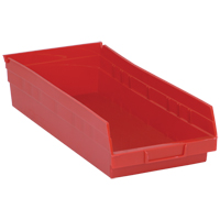 Shelf Bins, 8-3/8" W x 4" H x 17-7/8" D, Red, 40 lbs. Capacity O-Max