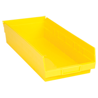 Shelf Bins, 8-3/8" W x 4" H x 17-7/8" D, Yellow, 40 lbs. Capacity O-Max