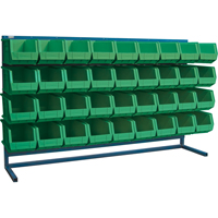Louvered Rack with Bins, 36 Bins, 72" W x 15" D x 40" H O-Max