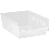 Bacs de rangement pour tablettes, 8-3/8" la x 4" H x 11-5/8" p, Transparent, Capacit&eacute; 30 lb O-Max