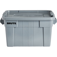 Brute Storage Tote with Lid, 27.88” D x 17.38” W x 15.13” H, 160 lbs. Capacity, Grey O-Max