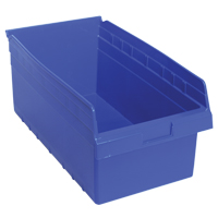 Bacs pour étagère Store-Max, 11-1/8" la x 8" H x 17-7/8" p, Bleu, Capacité 56 lb CF892 | O-Max