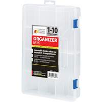 Boîte &agrave; compartiments en plastique, 7,75" la x 11,75" p x 2,2" h, 10 compartiments O-Max