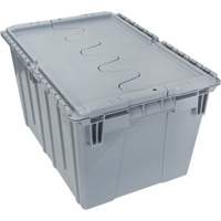 Contenant de distribution en plastique avec dessus basculant, 21,65" x 15,5" x 12,5", Gris O-Max