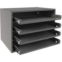 Support &agrave; petit roulement, Acier, 4 compartiments, 15-9/16" la x 11-7/8" p, 11-5/16" h, Gris O-Max