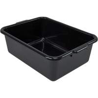 Bac d'entreposage tout usage &agrave; fond plat, 7" ha x 15" p x 21" lo, Plastique, Noir O-Max