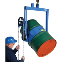 Leveurs de baril - Inclinaison &agrave; engrenages, Baril de 55 gal. US (45 gal. imp.), Capacit&eacute; 800 lb/363 kg O-Max