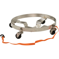 Multi-Tier Drum Dollies, Stainless Steel, 900 lbs. Capacity, 23-1/2" Diameter, Rubber Casters O-Max