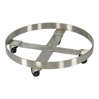 Drum Dollies, Stainless Steel, 800 lbs. Capacity, 23-1/4" Diameter, Rubber Casters O-Max