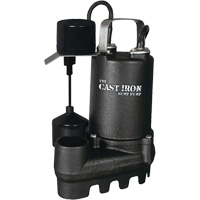 Pompe de puisard submersible en fonte avec interrupteur &agrave; flotteur vertical, 67 gal./min, 33 V, 5 A, 1/3 CV O-Max