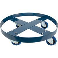 Chariot pour baril, Acier, Capacit&eacute;e 1400 lb, Diam&egrave;tre 24", Roue en &eacute;lastique bleu O-Max