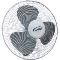 Ventilateur mural oscillant, Commercial, Dia 16", 3 vitesses O-Max