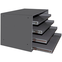 Casiers pour boîtes &agrave; compartiments, Acier, 4 compartiments, 20" la x 15-3/4" p, 15" h, Gris O-Max