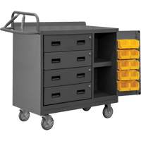 Armoire d'&eacute;tabli mobile avec bacs, Acier Surface O-Max