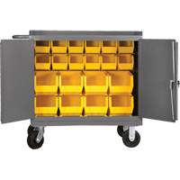 Mobile Workbench Cabinet with Bins, Steel Surface O-Max