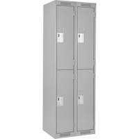 Clean Line Lockers, 2 -tier, Bank of 2, 24" x 18" x 72", Steel, Grey, Rivet (Assembled) O-Max