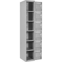 Clean Line Lockerettes, 6 -tier, Bank of 4, 48" x 18" x 72", Steel, Grey, Rivet (Assembled) O-Max
