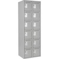 Clean Line Lockerettes, 6 -tier, Bank of 2, 24" x 18" x 72", Steel, Grey, Rivet (Assembled) O-Max