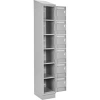 Petits casiers Clean Line, 6 niveaux, Bloc de 4, 48" x 18" x 82", Acier, Gris, Rivet (assembl&eacute;) O-Max