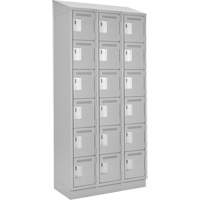 Clean Line Lockerette, 6 -tier, Bank of 3, 36" x 18" x 82", Steel, Grey, Rivet (Assembled) O-Max