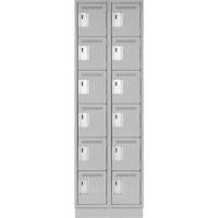 Clean Line Lockerette, 6 -tier, Bank of 2, 24" x 18" x 76", Steel, Grey, Rivet (Assembled) O-Max
