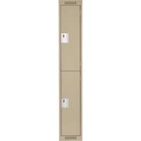 Clean Line Lockers, 2 -tier, 12" x 18" x 72", Steel, Beige, Rivet (Assembled) O-Max