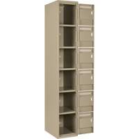 Clean Line Lockerette, 6 -tier, Bank of 4, 48" x 18" x 72", Steel, Beige, Rivet (Assembled) O-Max