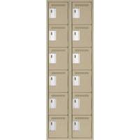 Clean Line Lockerette, 6 -tier, Bank of 2, 24" x 18" x 72", Steel, Beige, Rivet (Assembled) O-Max
