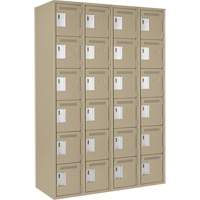 Clean Line Lockerette, 6 -tier, Bank of 4, 48" x 18" x 72", Steel, Beige, Rivet (Assembled) O-Max