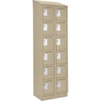 Clean Line Lockerette , 6 -tier, Bank of 2, 24" x 18" x 82", Steel, Beige, Rivet (Assembled) O-Max