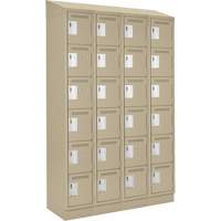 Petits casiers Clean Line, 6 niveaux, Bloc de 4, 48" x 18" x 82", Acier, Beige, Rivet (assembl&eacute;) O-Max