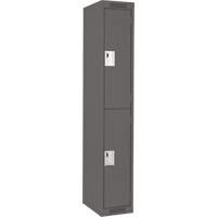 Clean Line Lockers, 2 -tier, 12" x 18" x 72", Steel, Charcoal, Rivet (Assembled) O-Max