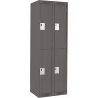 Clean Line Lockers, 2 -tier, Bank of 2, 24" x 18" x 72", Steel, Charcoal, Rivet (Assembled) O-Max