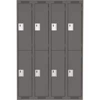 Clean Line Lockers, 2 -tier, Bank of 4, 48" x 18" x 72", Steel, Charcoal, Rivet (Assembled) O-Max