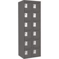 Clean Line Lockerette, 6 -tier, Bank of 2, 24" x 18" x 72", Steel, Charcoal, Rivet (Assembled) O-Max